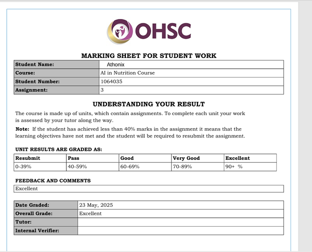 Oxford nutritionists OHSC Certification